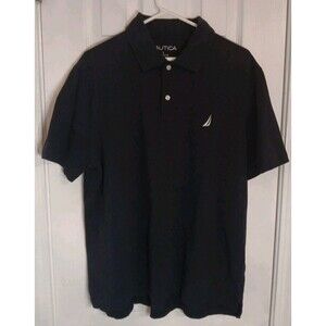 Mens Nautica Black Polo Shirt Short Sleeve Large